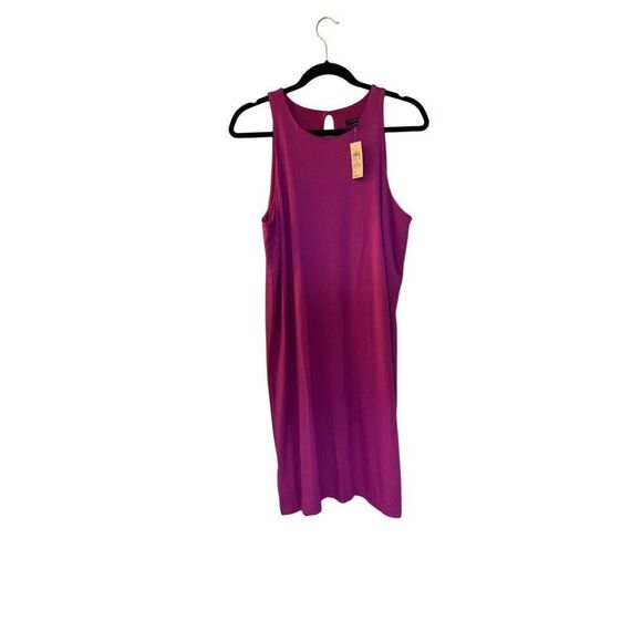 Ann Taylor, NWT, women’s fuchsia pink stretch shift dress size large - Picture 2 of 5